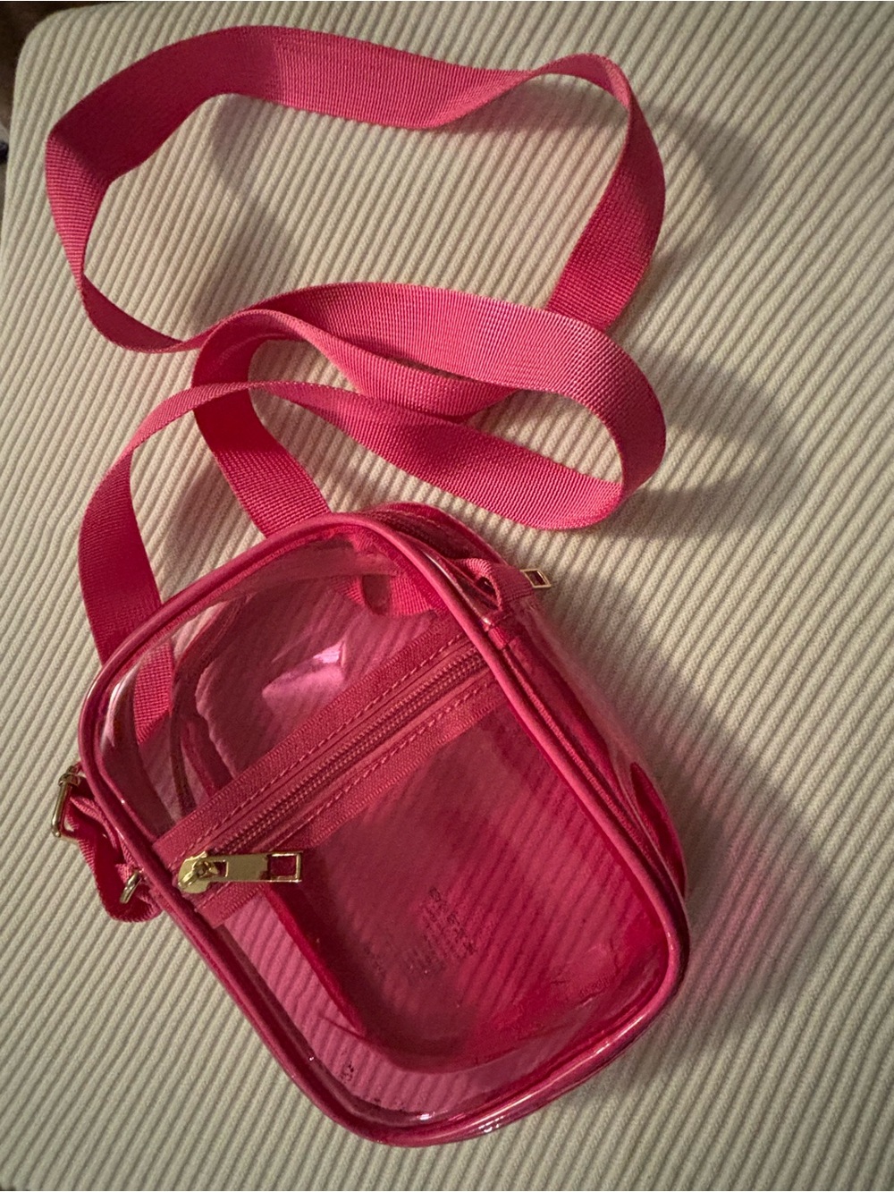 Clear Hot Pink Crossbody Bag with Adjustable Strap